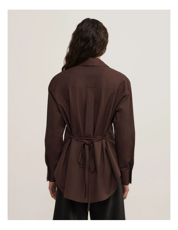 Tie Back Summer Shirt in Espresso image 5