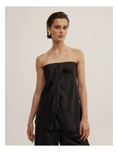 Strapless Tuck Top in Black
