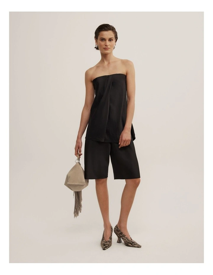 Strapless Tuck Top in Black image 2