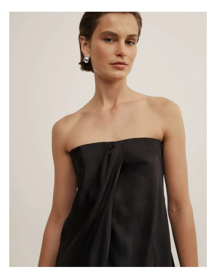 Strapless Tuck Top in Black image 3