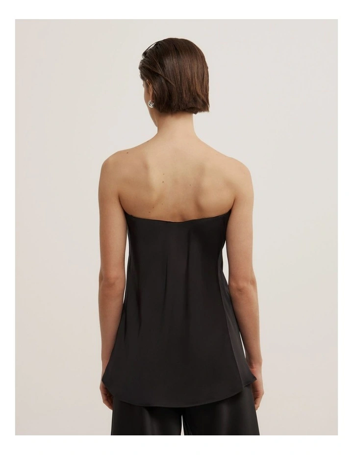 Strapless Tuck Top in Black image 4