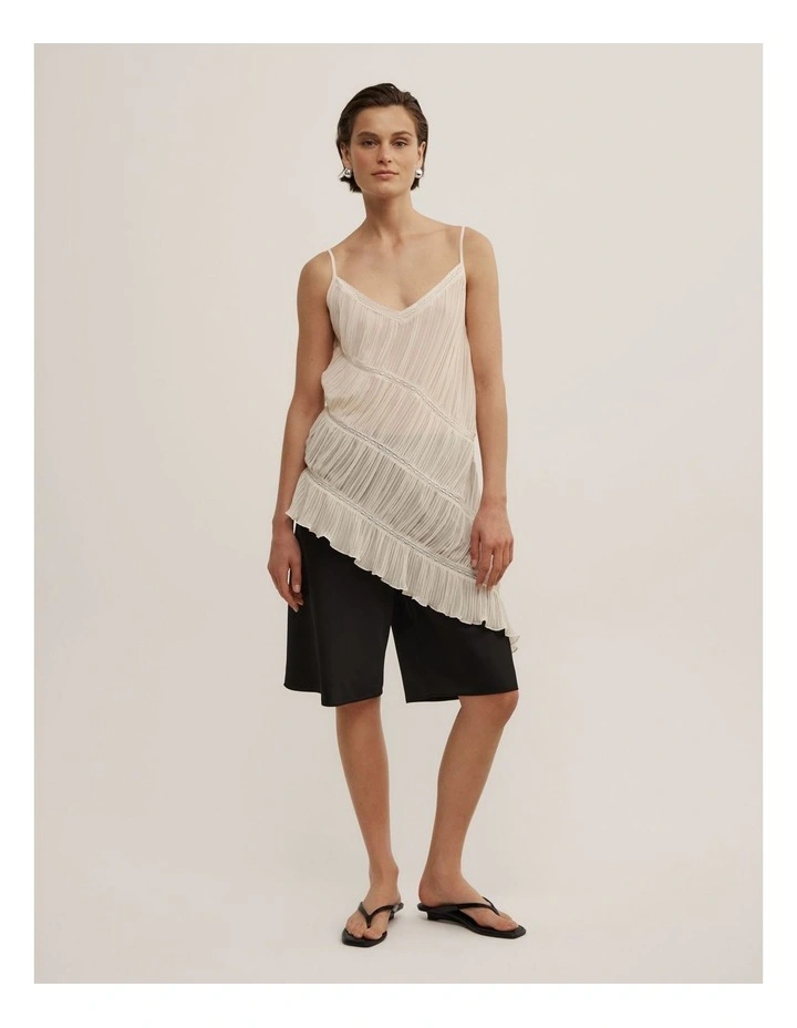 Gather Lace Trim Top in Chalk image 2