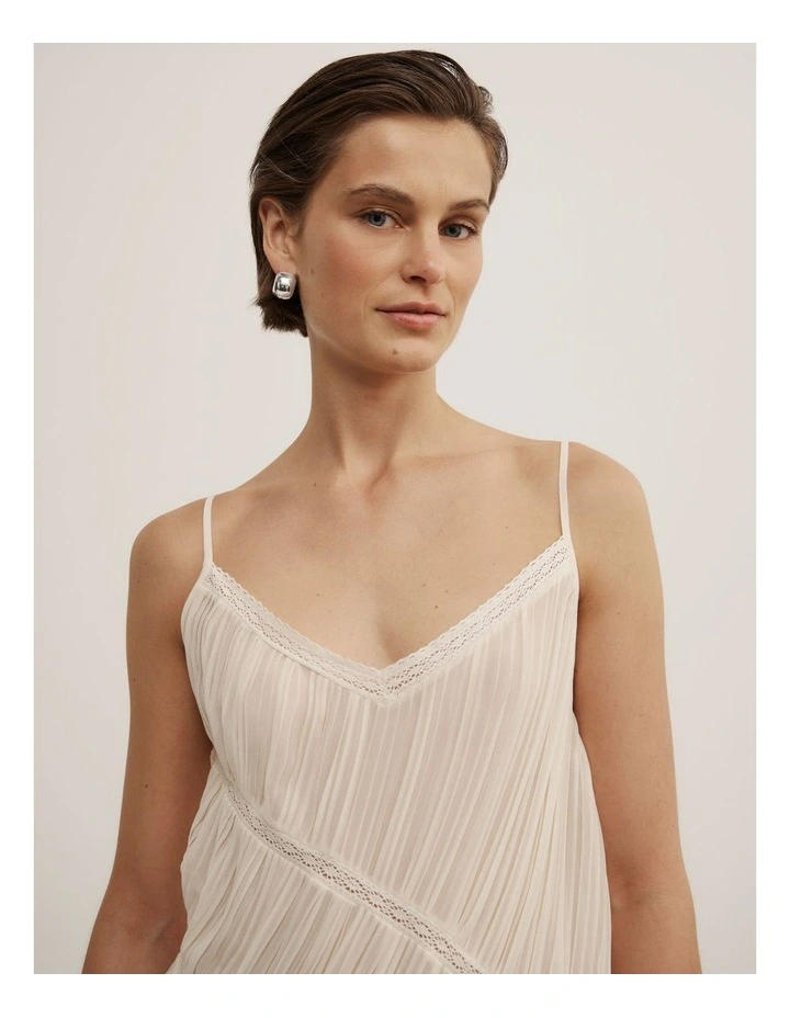 Gather Lace Trim Top in Chalk image 3