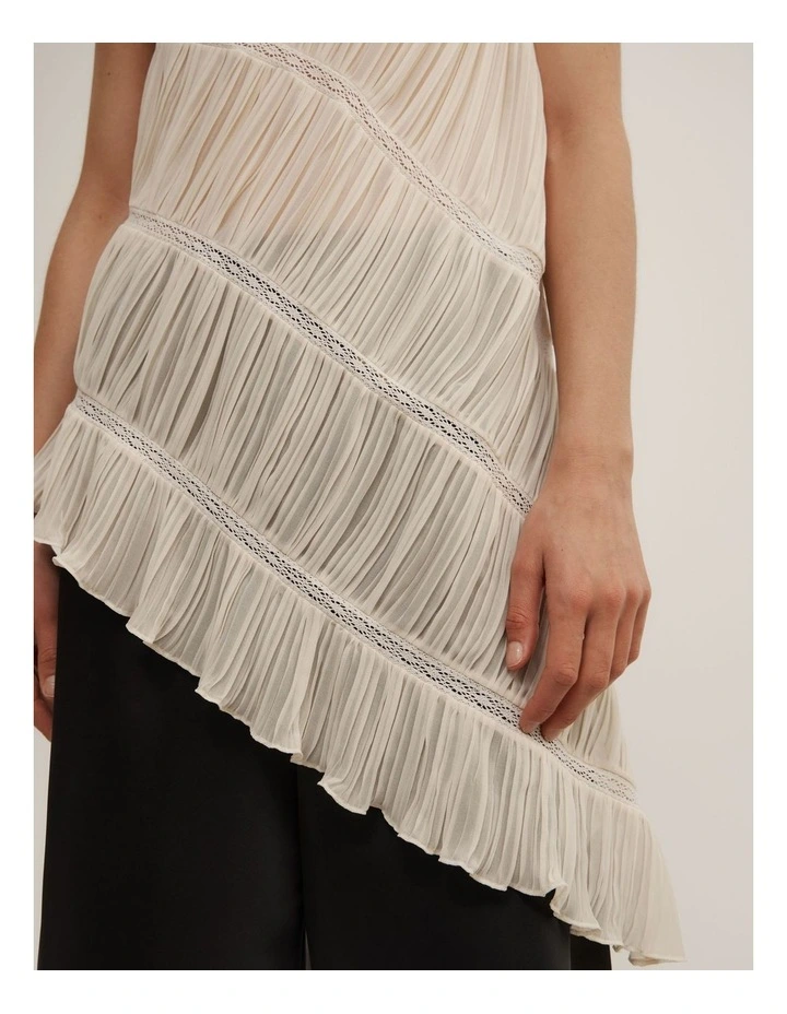 Gather Lace Trim Top in Chalk image 4