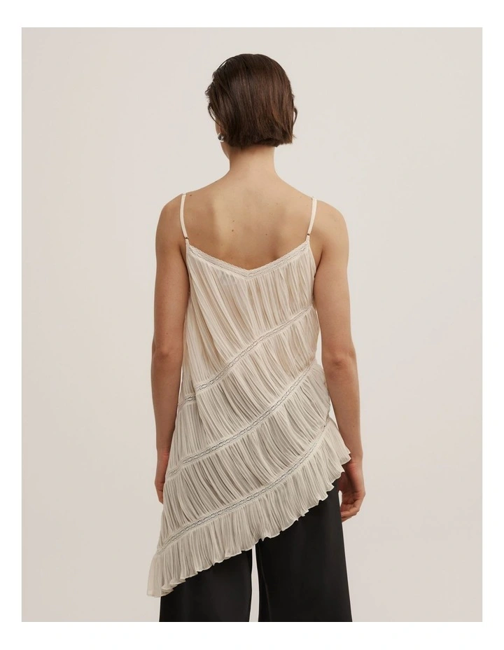 Gather Lace Trim Top in Chalk image 5