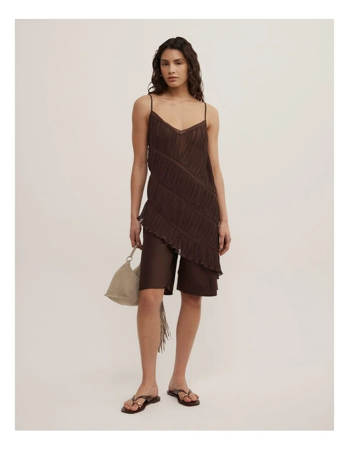 Gather Lace Trim Top in Espresso image 2