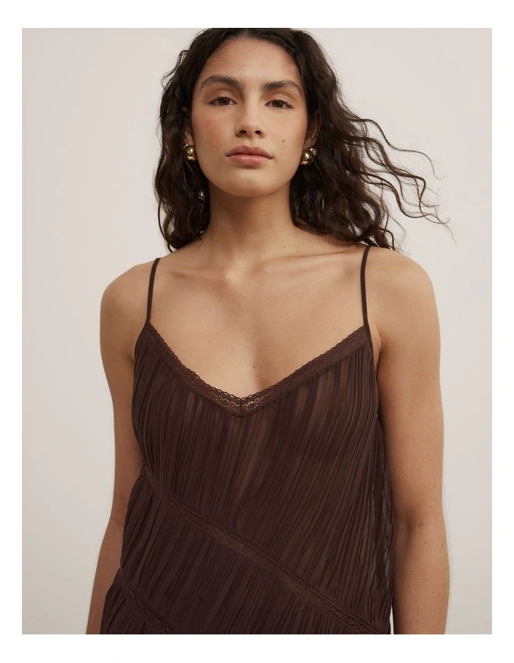 Gather Lace Trim Top in Espresso image 3
