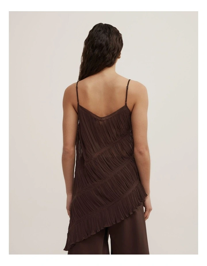 Gather Lace Trim Top in Espresso image 4