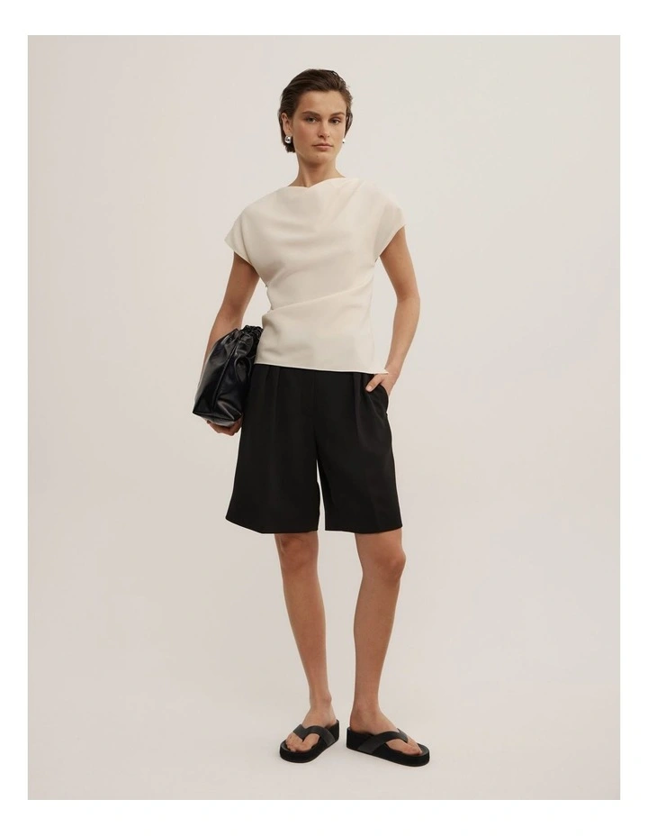 Cowl Neck Crepe Top in Chalk image 2