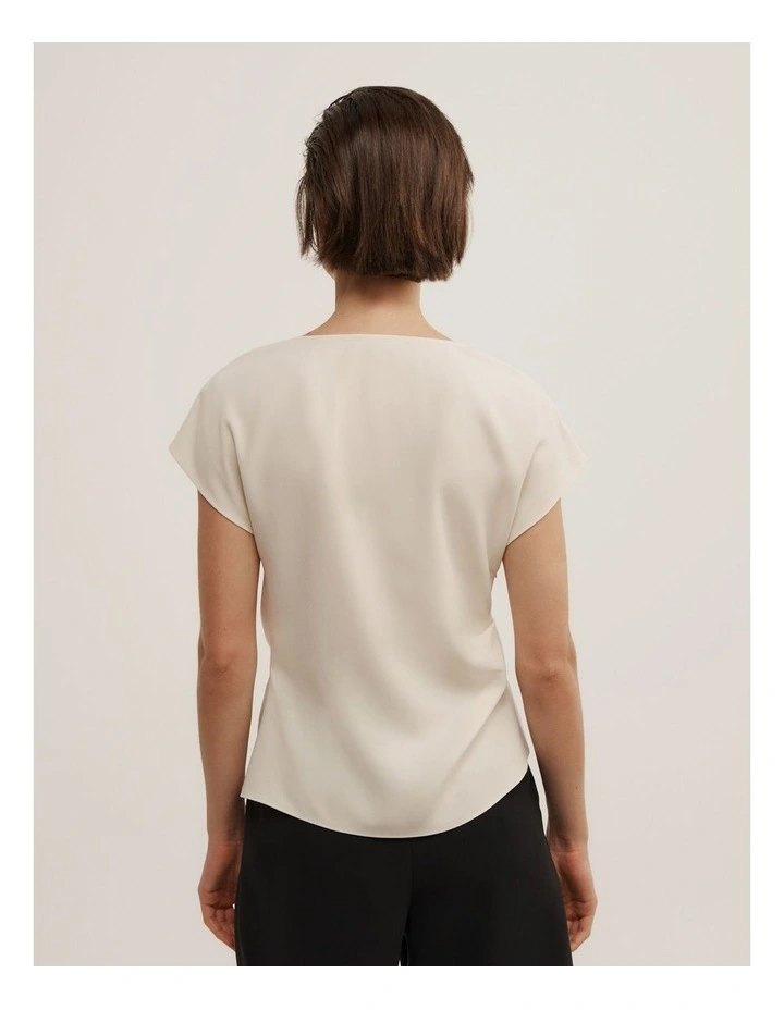 Cowl Neck Crepe Top in Chalk image 4