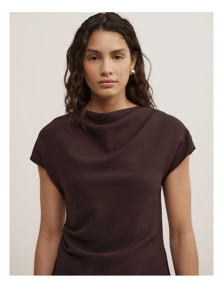 Cowl Neck Crepe Top in Espresso image 4