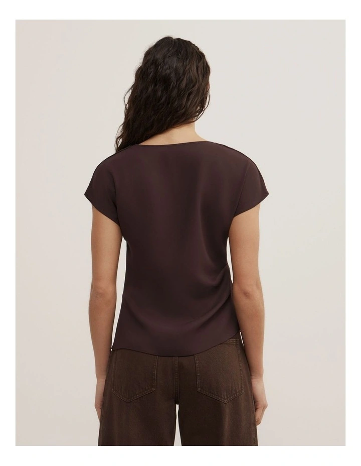 Cowl Neck Crepe Top in Espresso image 5