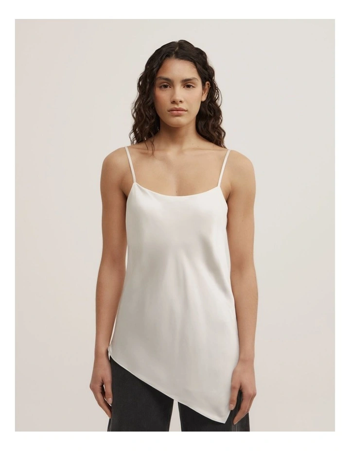 Scarf Hem Longline Tank in Chalk image 1
