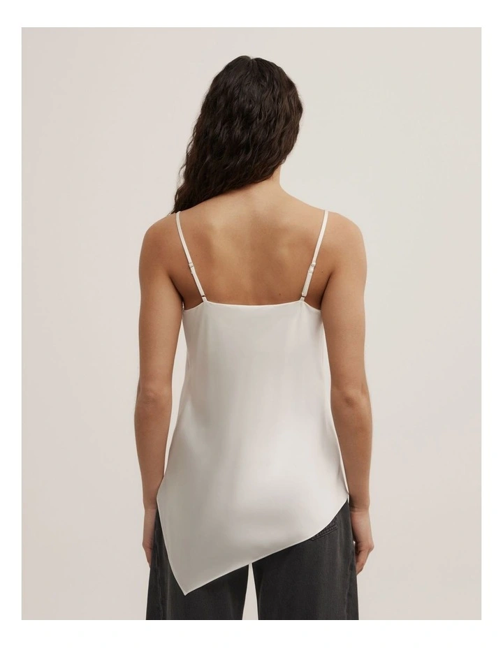 Scarf Hem Longline Tank in Chalk image 2