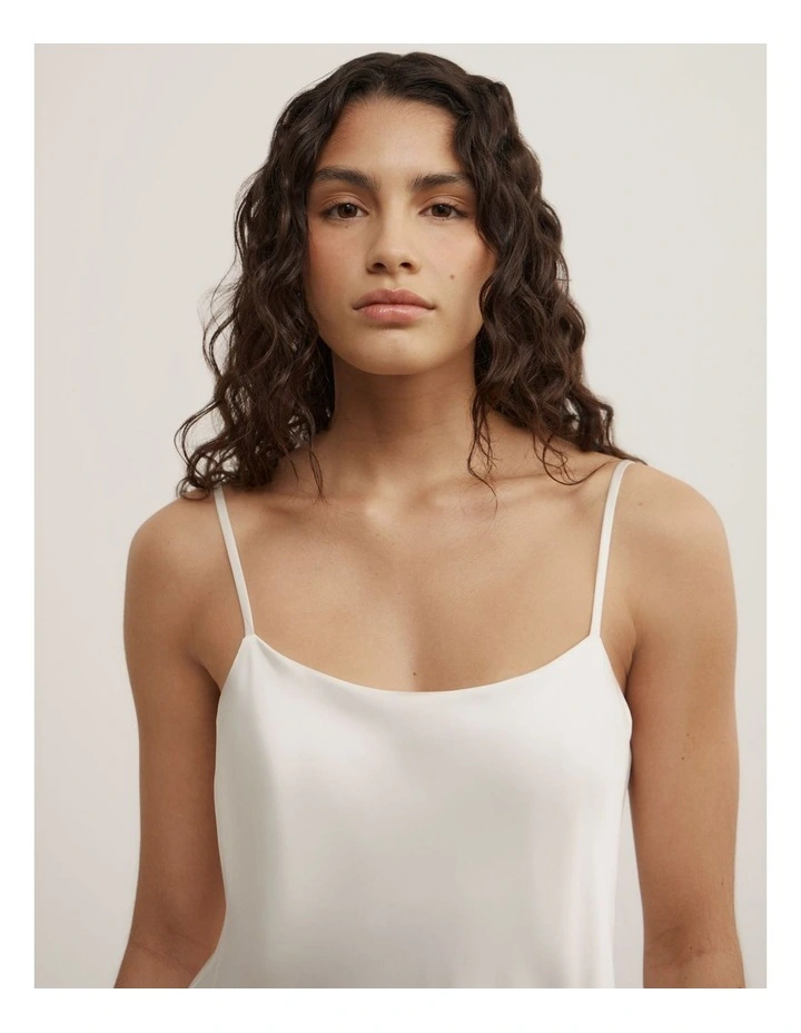 Scarf Hem Longline Tank in Chalk image 3