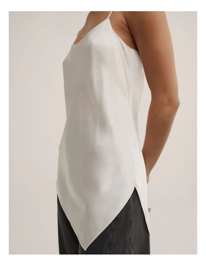 Scarf Hem Longline Tank in Chalk image 4