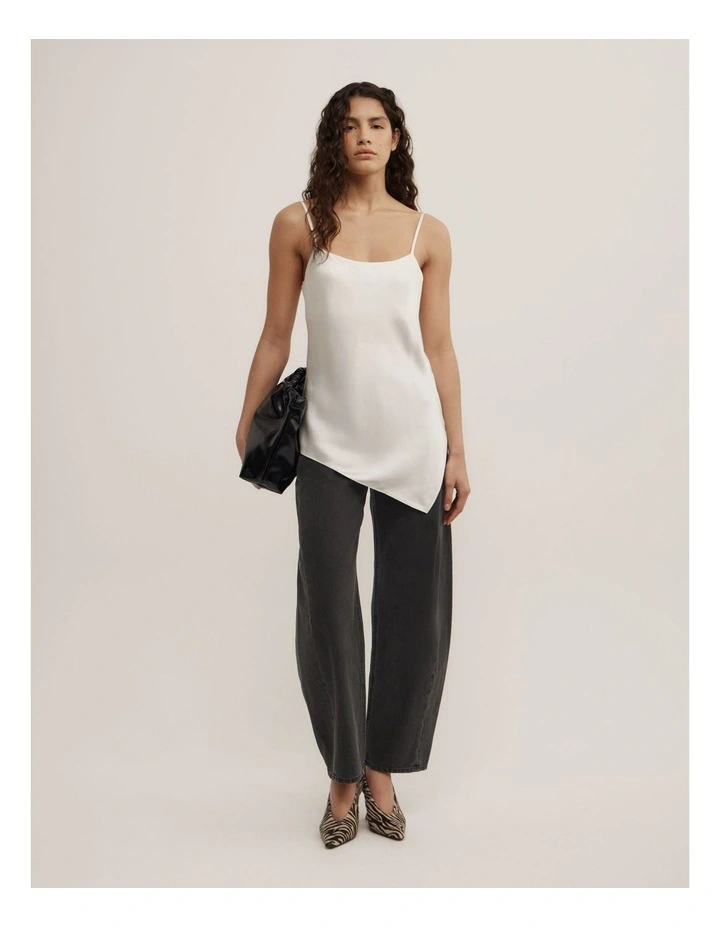 Scarf Hem Longline Tank in Chalk image 5