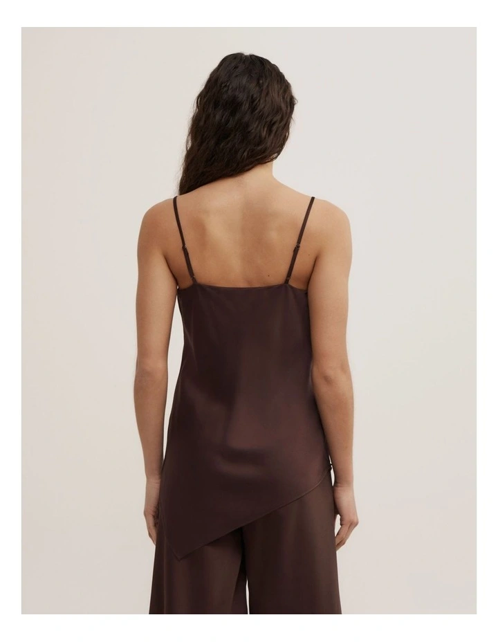 Scarf Hem Longline Tank in Espresso image 2