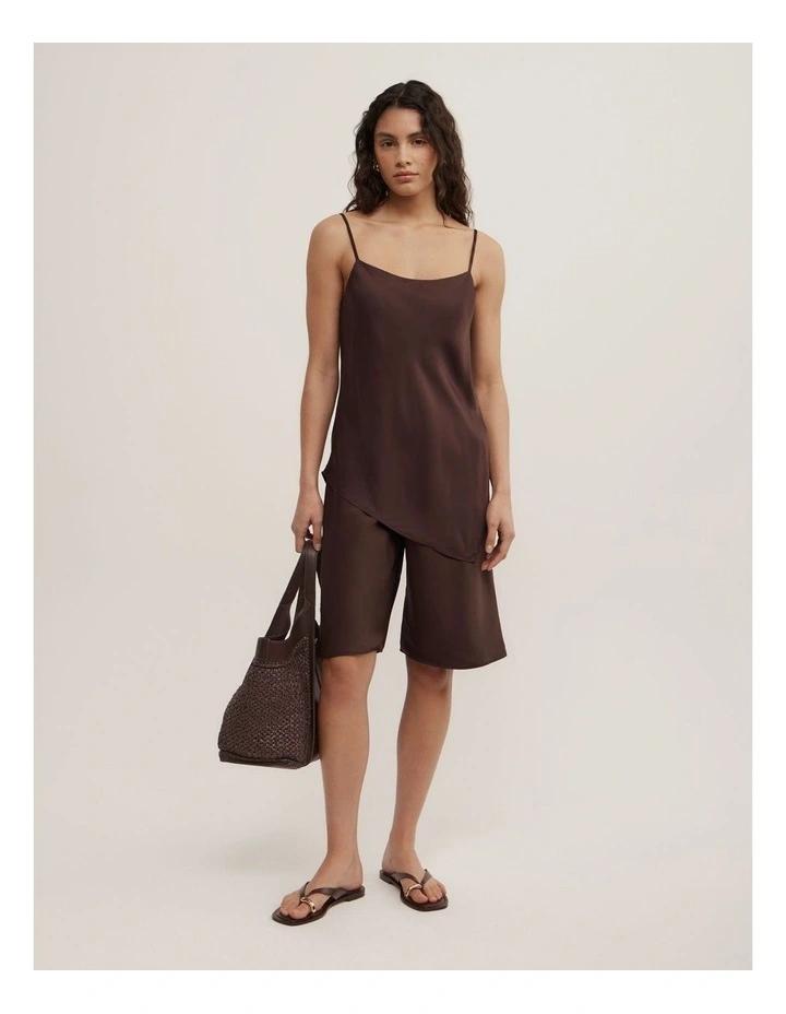 Scarf Hem Longline Tank in Espresso image 4
