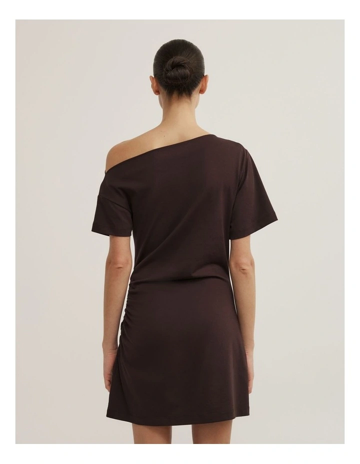 Asymmetric T-shirt Mini Dress in Espresso image 5