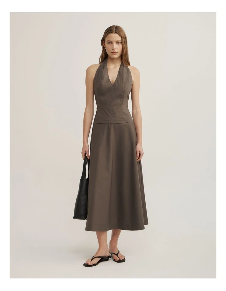 Halter Panel Dress in Dark Olive image 1