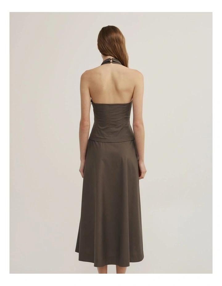 Halter Panel Dress in Dark Olive image 5