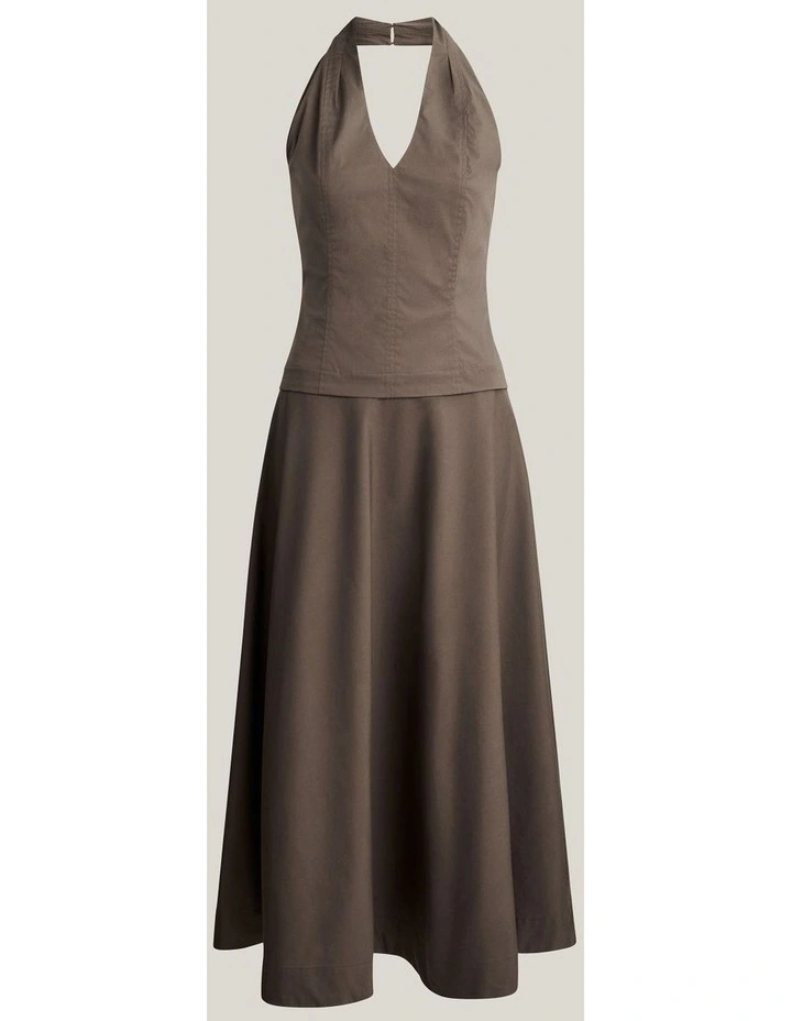 Halter Panel Dress in Dark Olive image 6