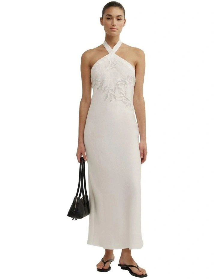 Asymmetric Halter Midi Dress image 3
