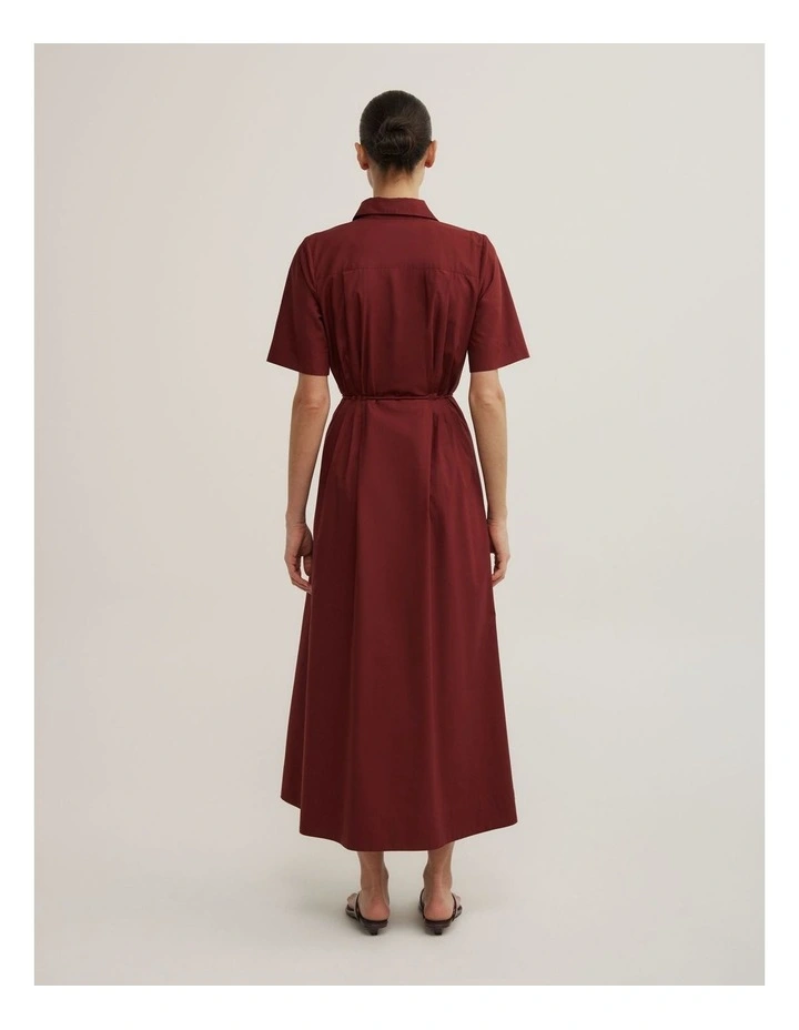 Drawstring Shirt Midi Dress in Rust image 4