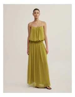 Blouson Drape Maxi Dress in Chartreuse