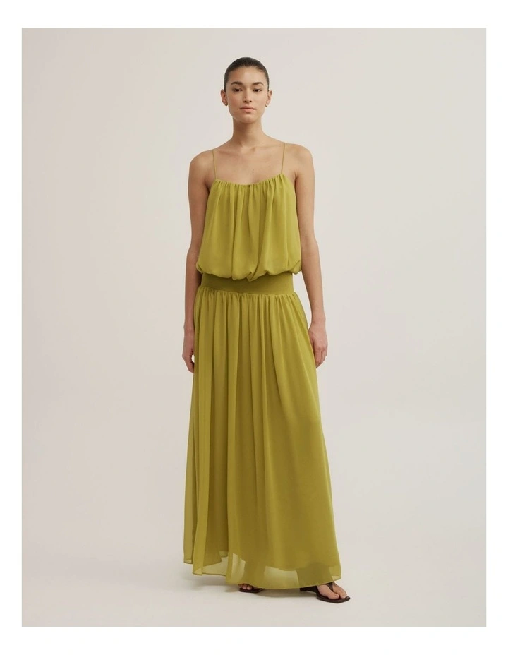 Blouson Drape Maxi Dress in Chartreuse image 1