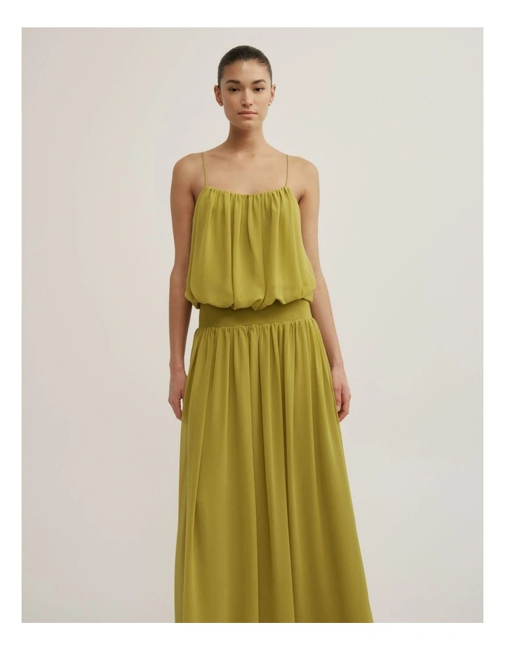Blouson Drape Maxi Dress in Chartreuse image 2