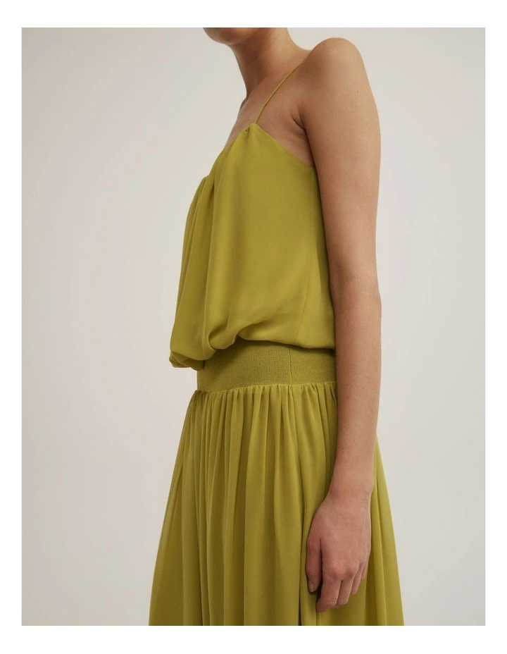 Blouson Drape Maxi Dress in Chartreuse image 3