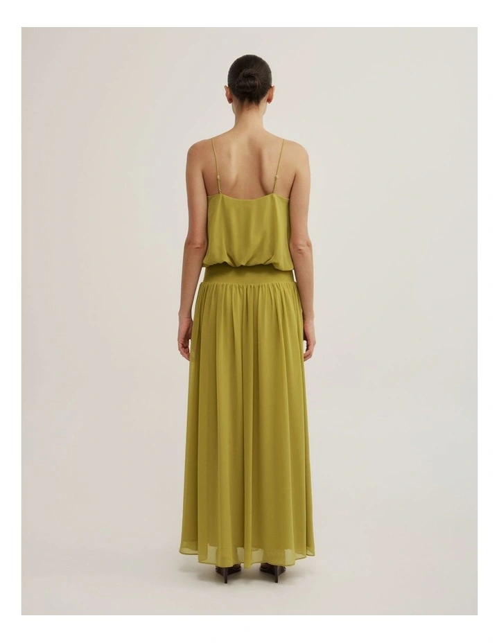 Blouson Drape Maxi Dress in Chartreuse image 5