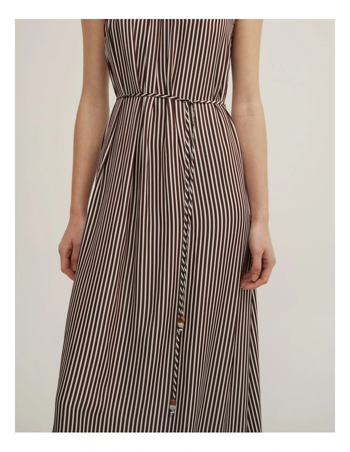 One Shoulder Maxi Dress in Espresso Stripe image 3