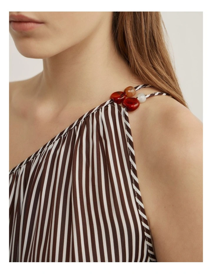 One Shoulder Maxi Dress in Espresso Stripe image 4
