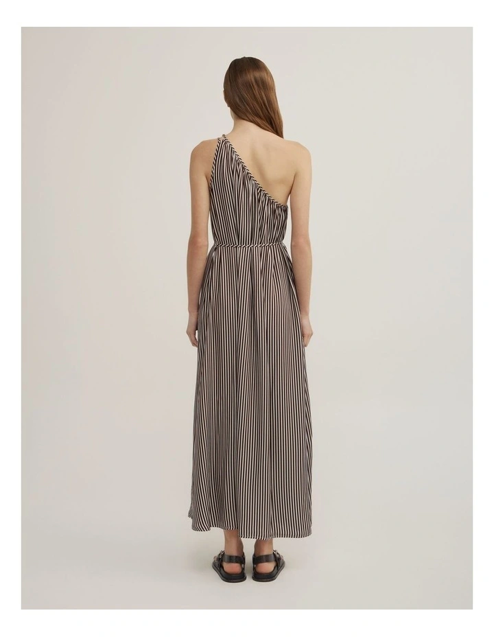 One Shoulder Maxi Dress in Espresso Stripe image 5
