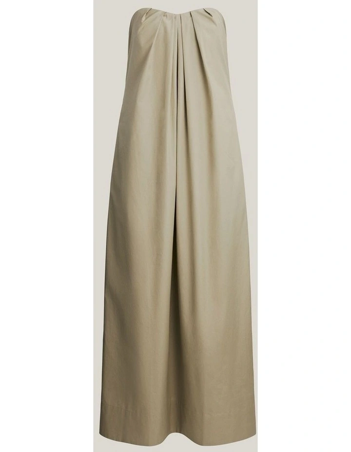 Gathered Bandeau Midi Dress in Olive Mist image 5