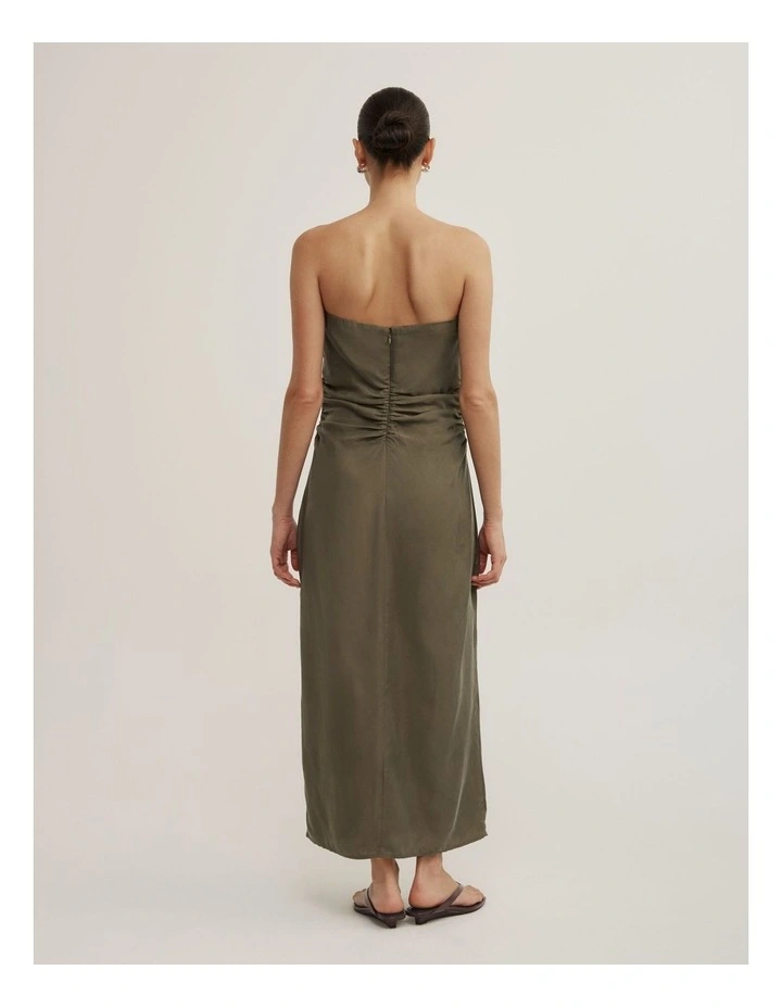Strapless Midi Dress in Olive image 4