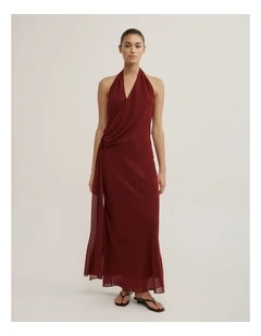 Halter Drape Tie Maxi Dress