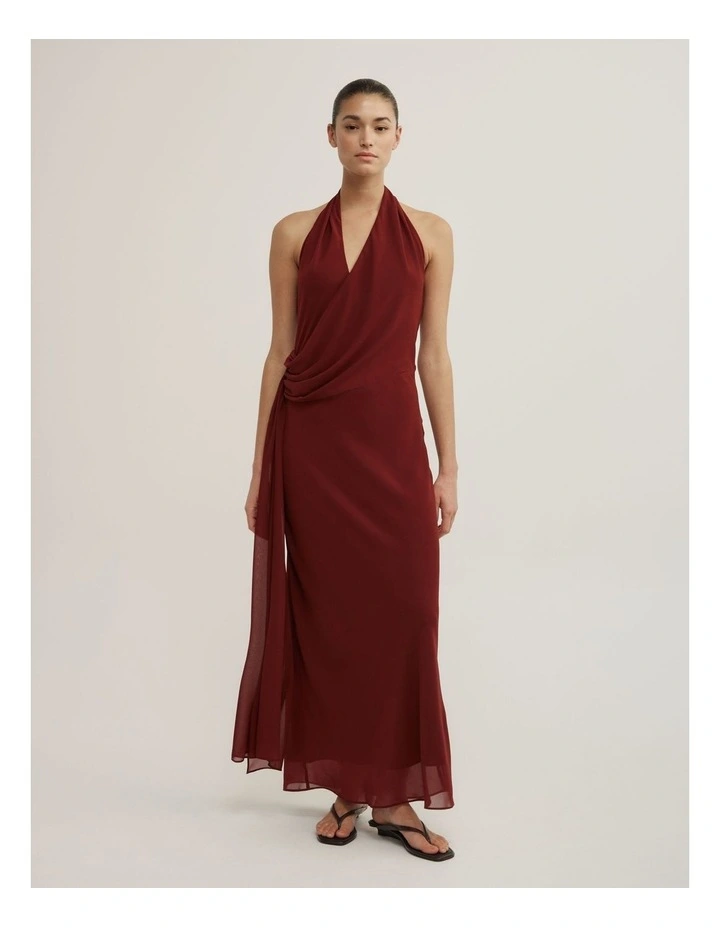 Halter Drape Tie Maxi Dress image 1