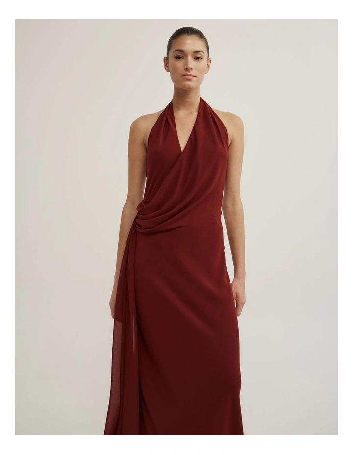 Halter Drape Tie Maxi Dress image 2
