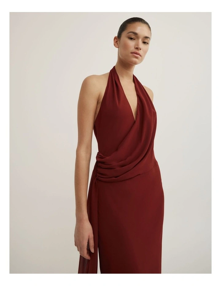 Halter Drape Tie Maxi Dress image 3