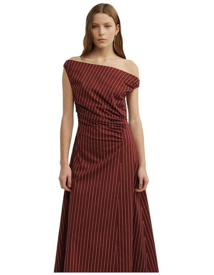 Off Shoulder Gather Midi Dress image 4