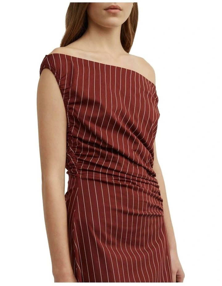 Off Shoulder Gather Midi Dress image 5