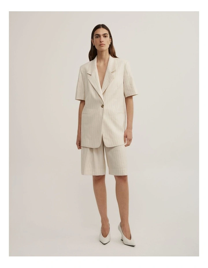 Pinstripe Short Sleeve Blazer in Chalk Pinstripe image 2