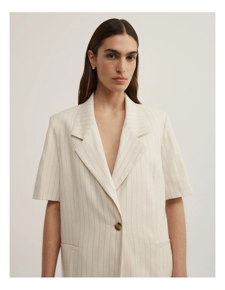 Pinstripe Short Sleeve Blazer in Chalk Pinstripe image 3