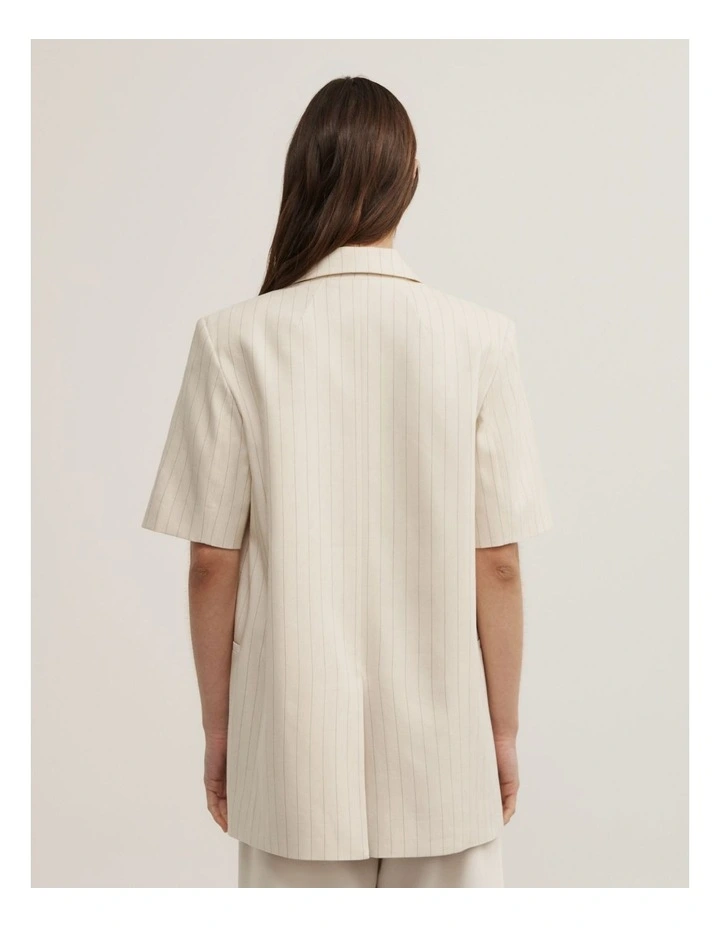 Pinstripe Short Sleeve Blazer in Chalk Pinstripe image 4