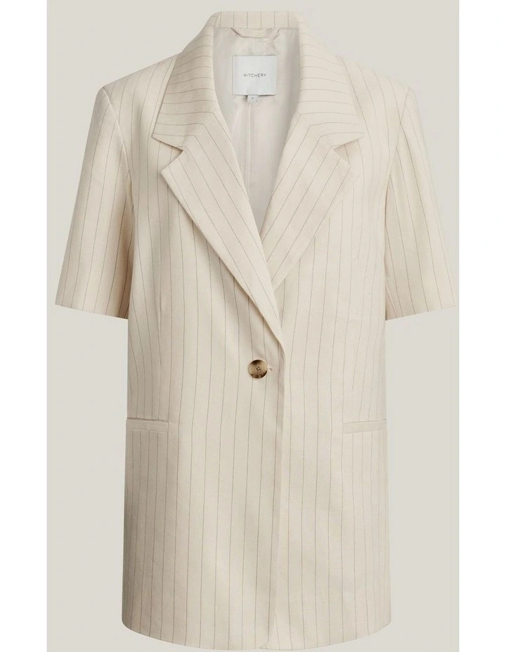 Pinstripe Short Sleeve Blazer in Chalk Pinstripe image 5