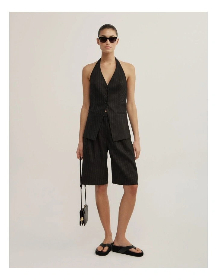 Pinstripe Halter Vest in Black Pinstripe image 2